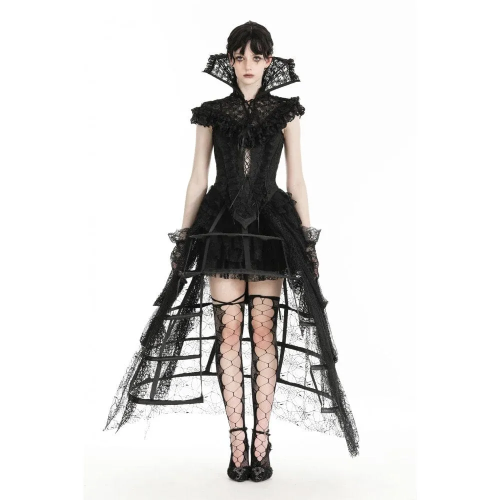 Women's Gothic Stand Collar Ruffled Lace Cape