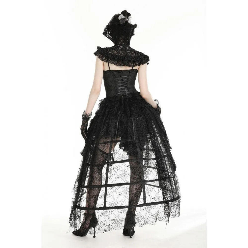 Women's Gothic Stand Collar Ruffled Lace Cape