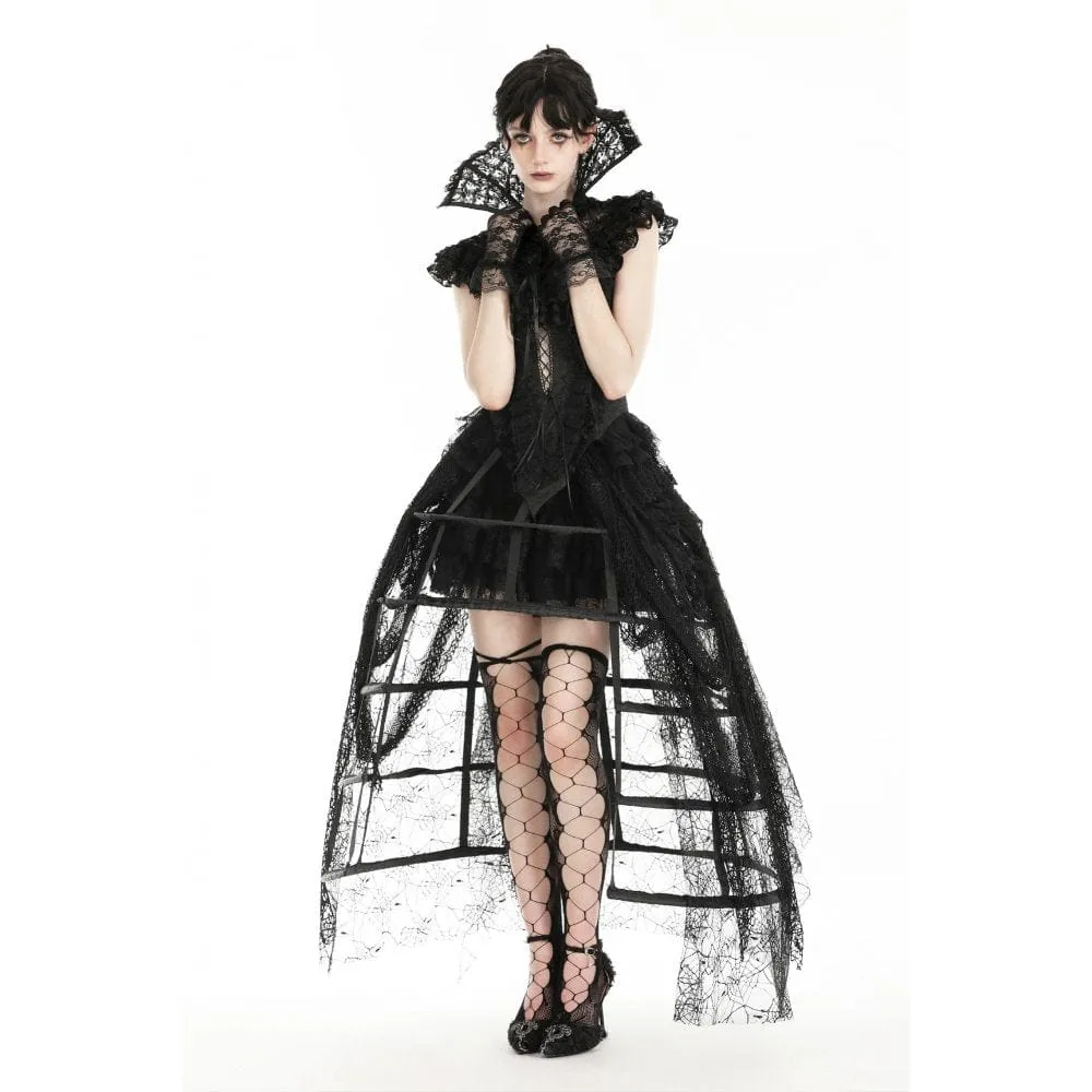 Women's Gothic Stand Collar Ruffled Lace Cape