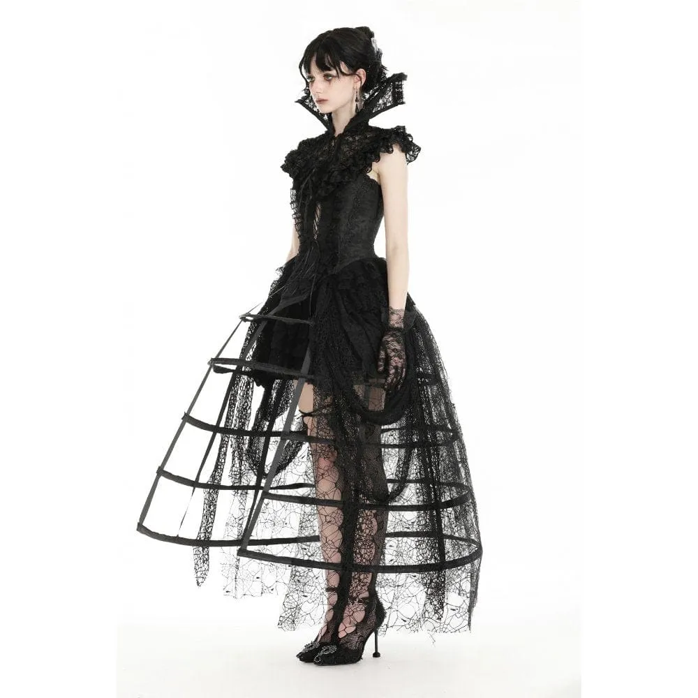 Women's Gothic Stand Collar Ruffled Lace Cape