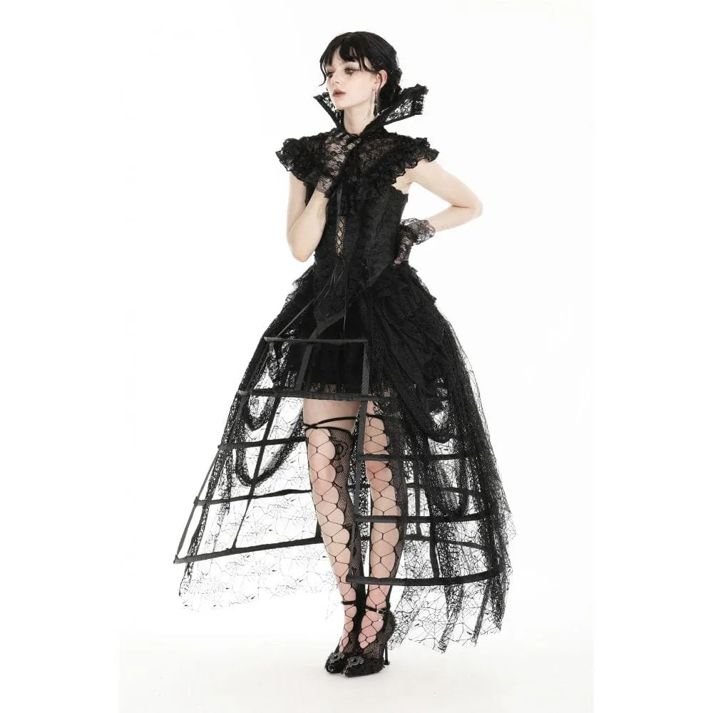 Women's Gothic Stand Collar Ruffled Lace Cape