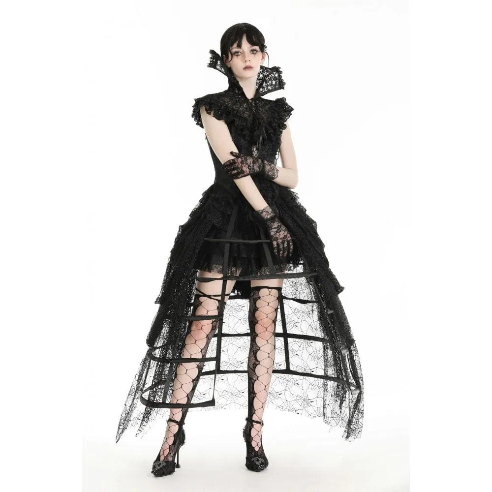 Women's Gothic Stand Collar Ruffled Lace Cape