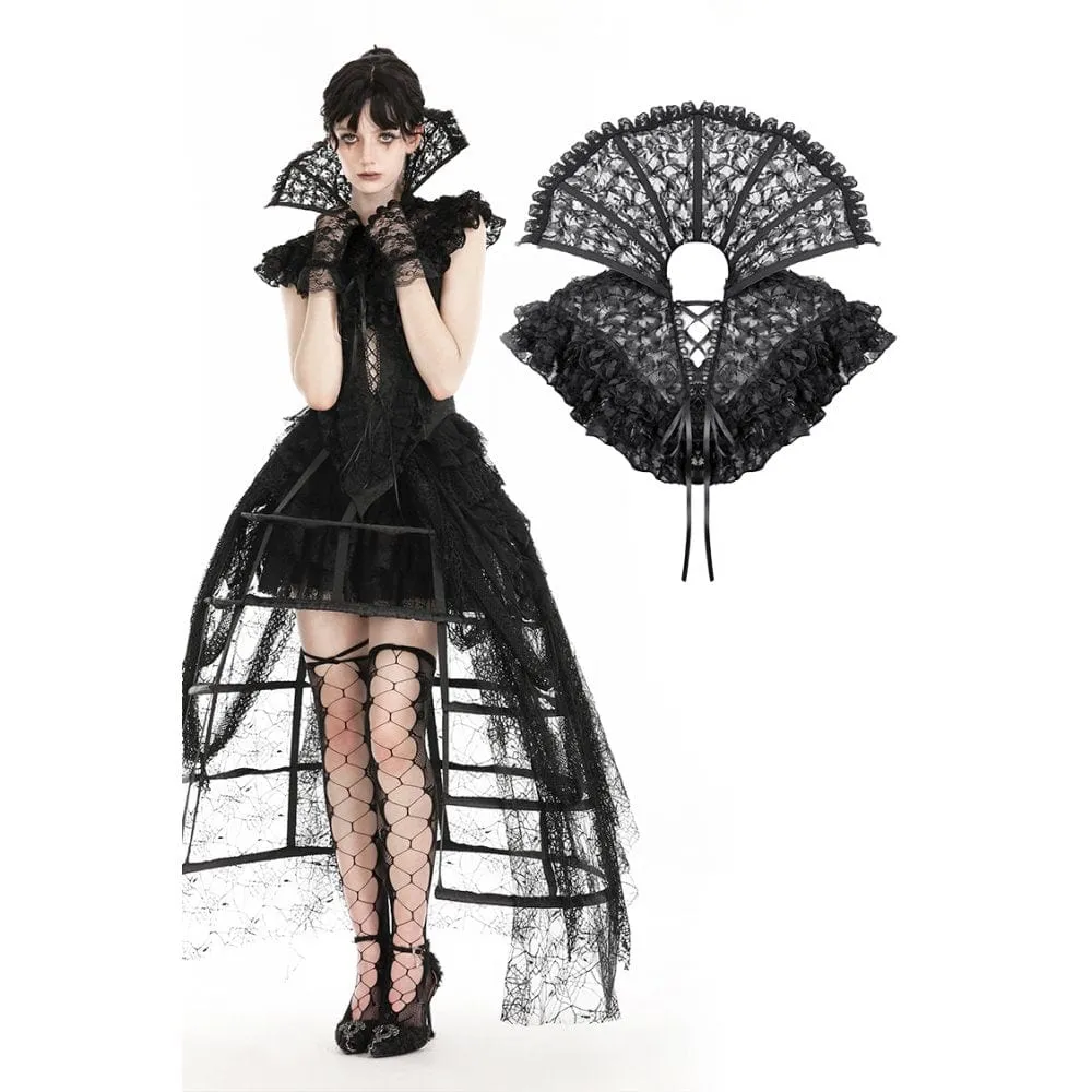 Women's Gothic Stand Collar Ruffled Lace Cape