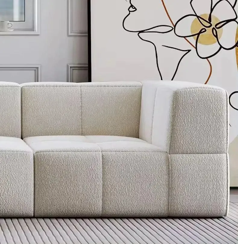 Wooden Twist Corduroy Modern L-Shaped Sectional Sofa with Ottoman Tufted Design