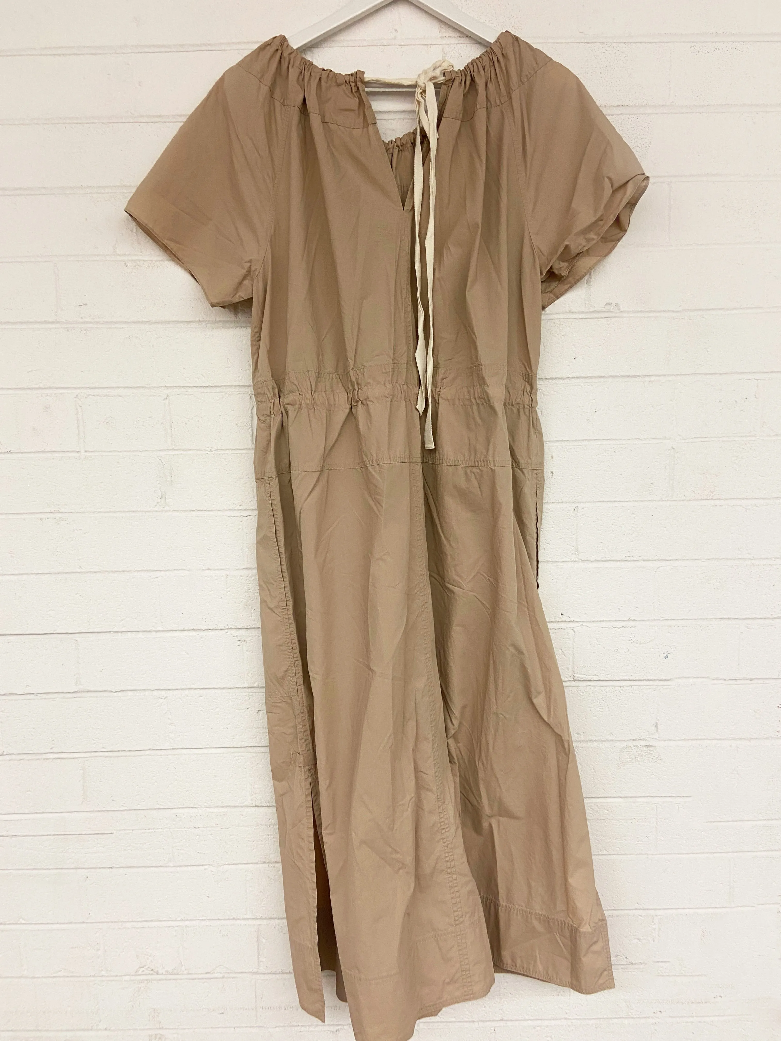 Workroom Drawstring Dress in Beige