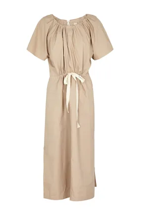 Workroom Drawstring Dress in Beige