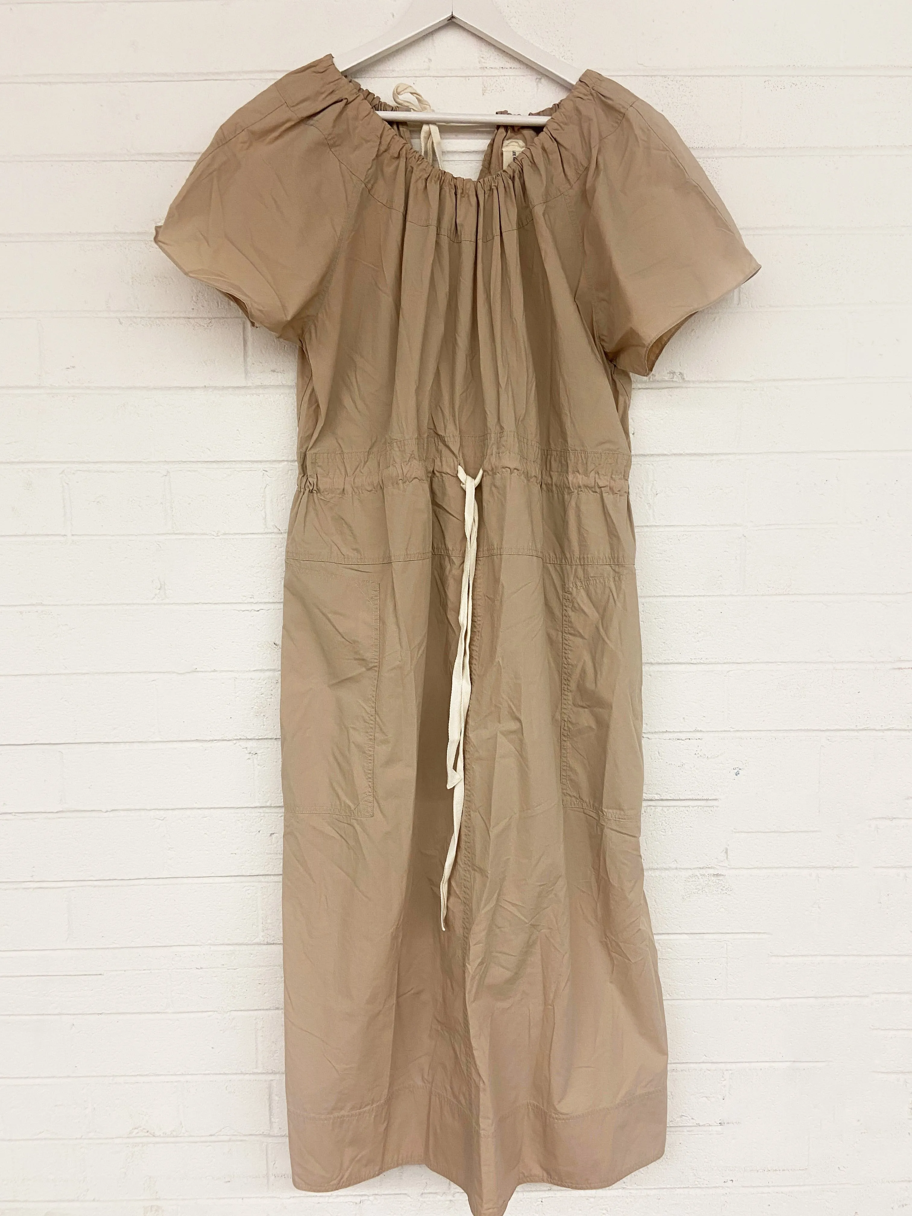 Workroom Drawstring Dress in Beige