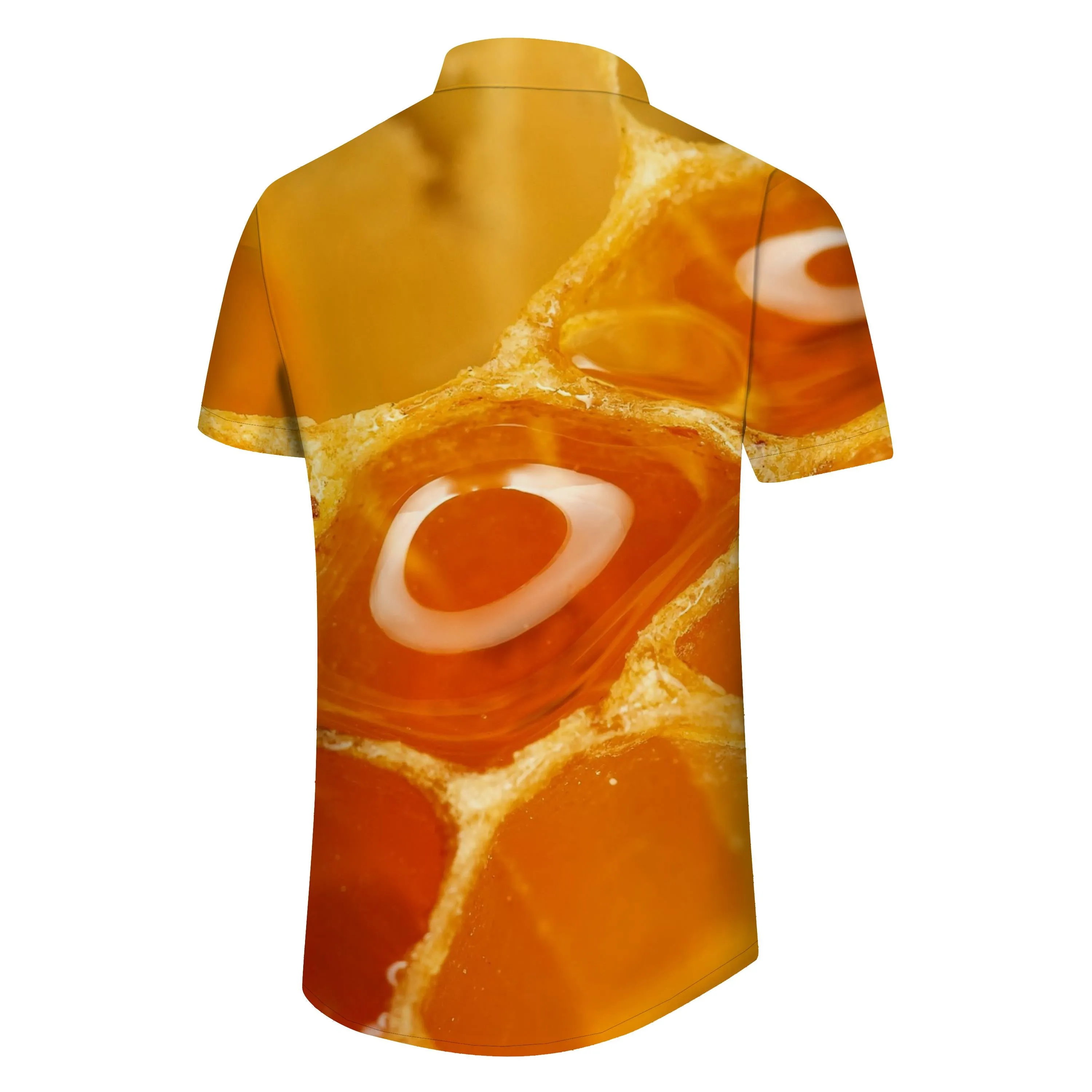 Yellow egg liquid 3d pattern hawaiian button summer casual mens print abstract geometric shirt short sleeve beachwear