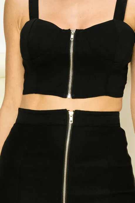 Zip Front Mini Skirt